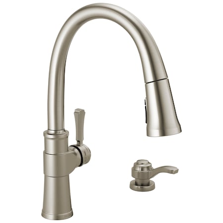 Delta Delta Spargo: 1H Pull-Down Kitchen Faucet w/Soap Dispenser 19964Z-SPSD-DST
